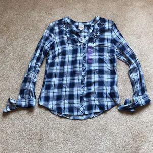 NWT Blue Plaid Button Up